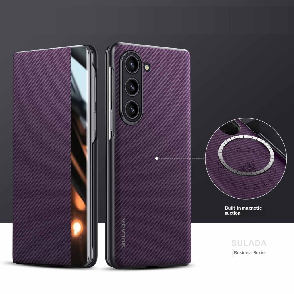 Carbon-fiber Leather Flip Case With Magnetic Card Slots For Phones