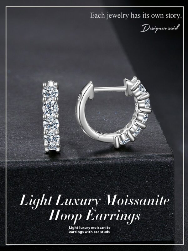 Silver Ziyun New Shining Single Row Light Luxury Moissanite Ear Clip Women - Image 4