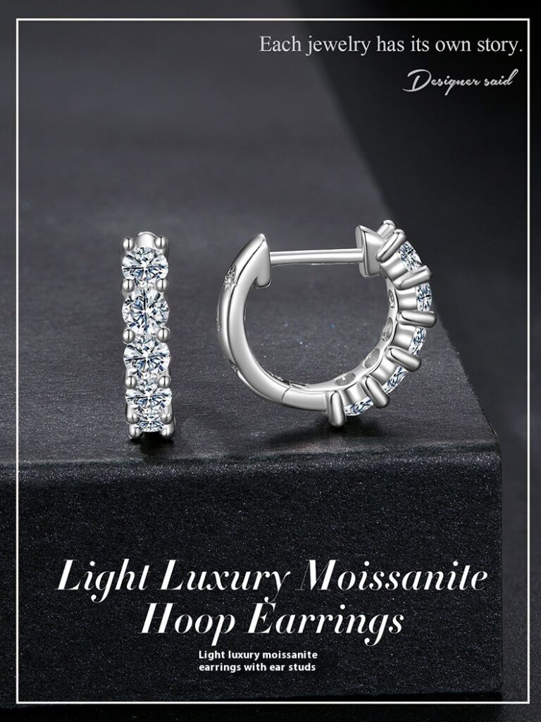 Silver Ziyun New Shining Single Row Light Luxury Moissanite Ear Clip Women