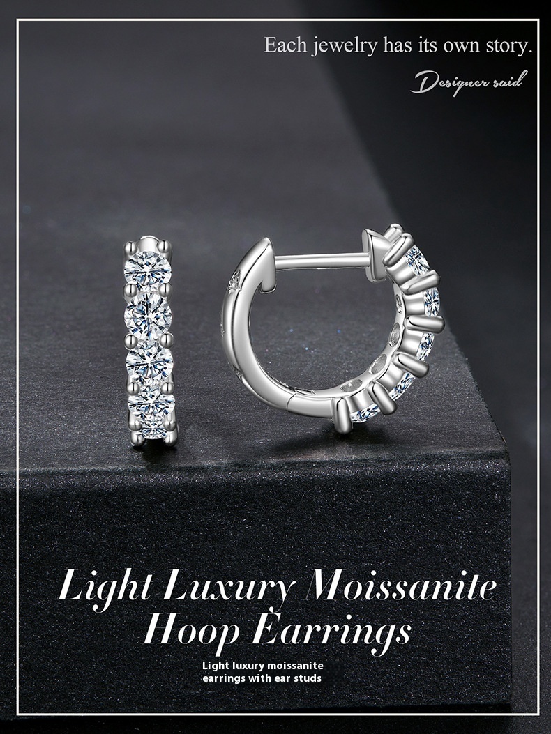 Silver Ziyun New Shining Single Row Light Luxury Moissanite Ear Clip Women - Image 4