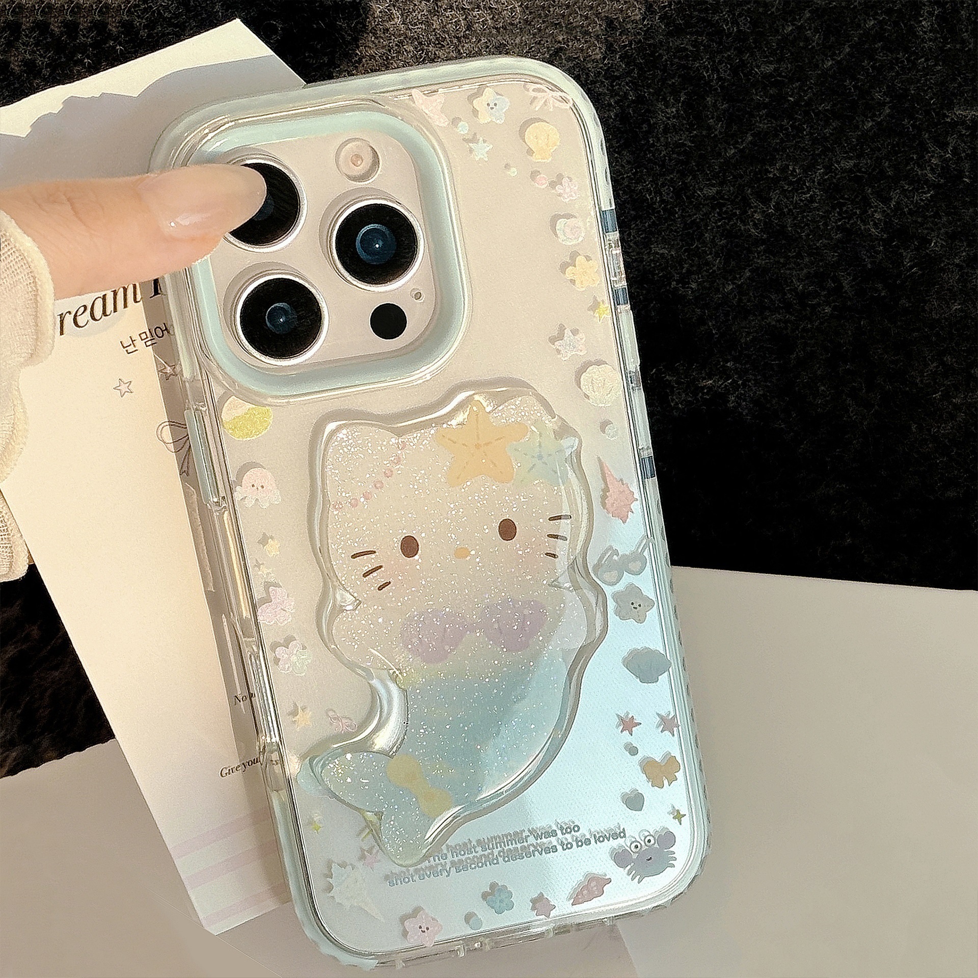 Seaside Cartoon Phone Case With A Mermaid Stand - Image 5