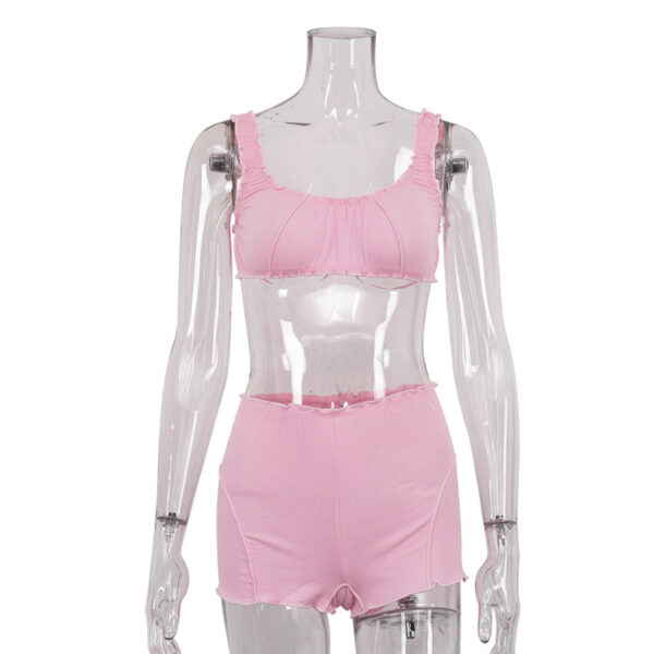 New Pink Sexy Tank Top And Shorts Set - Image 3
