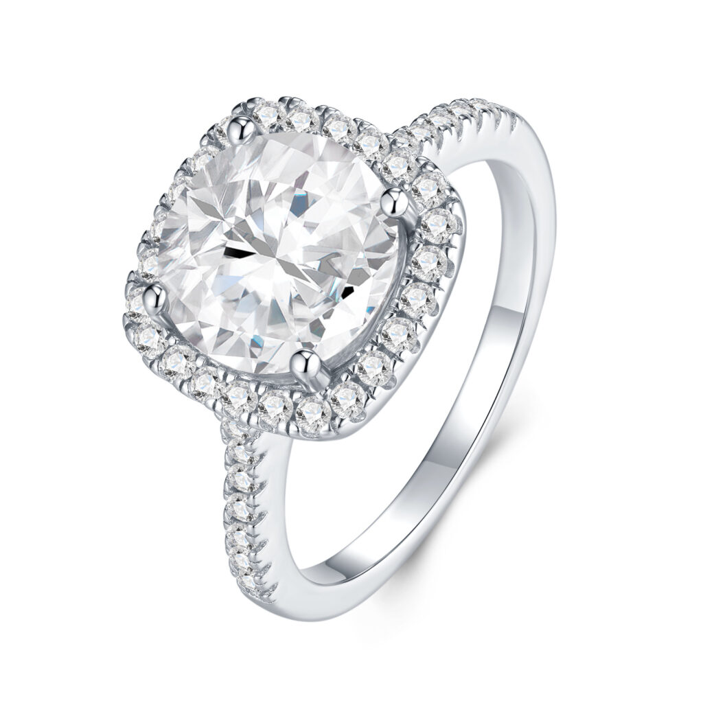 2-carat Luxury Fashion Minimalist Trend Jewelry Silver Ring Set With Top-quality Moissanite, Made Of S925 Silver With Electroplated Platinum.