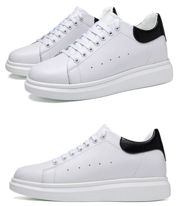 Korean-style Casual Invisible-heeled White Sneakers For Men Autumn Season - Image 23