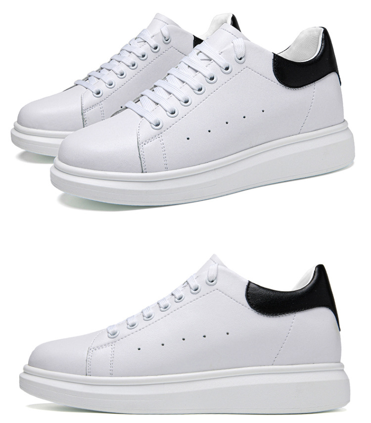 Korean-style Casual Invisible-heeled White Sneakers For Men Autumn Season