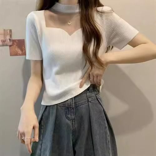 Women's Crew-Neck Short Organza French Top - Image 19