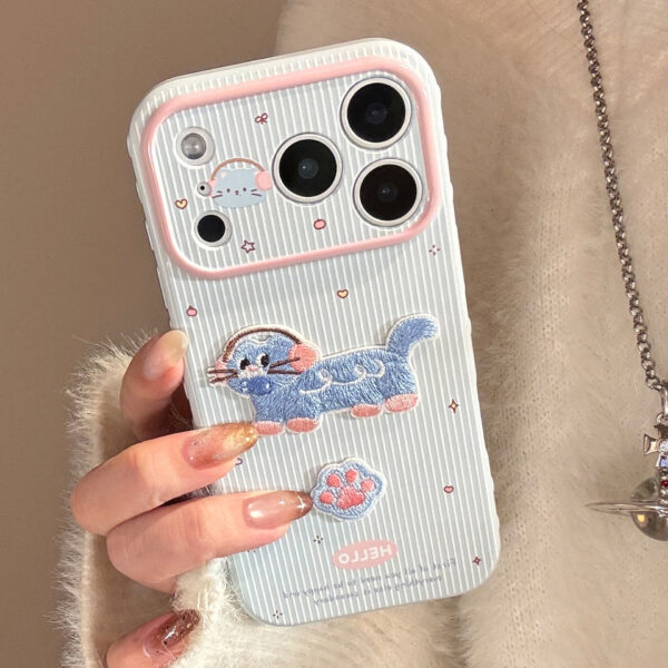 Shatter-Resistant Colored Striped Cat Phone Case - Image 20