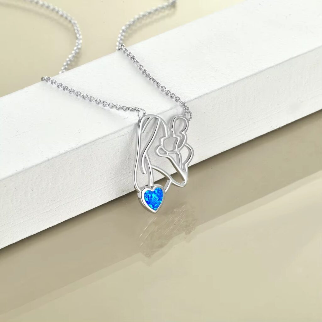 S925 Silver Mothers Day Heart-shaped Hollow All-Match Parent-Child Necklace