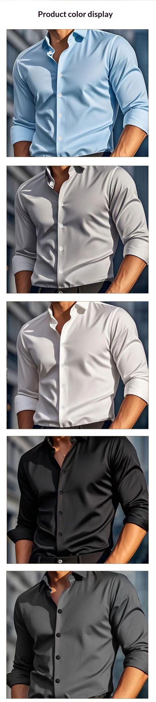 Men's Casual Solid Color Long-Sleeve Shirt - Image 11