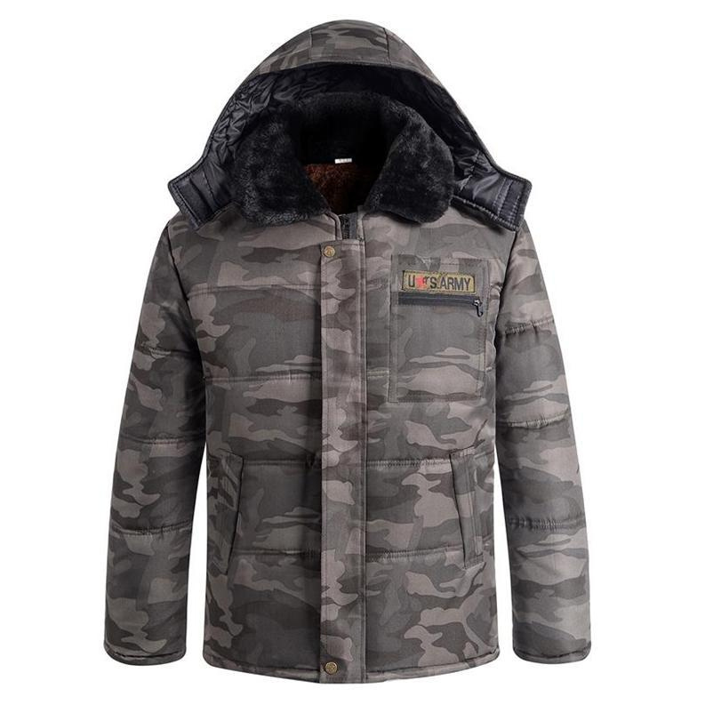 Winter Thickened Fleece Lined Camouflage Cotton Padded Jacket For Men - Image 33