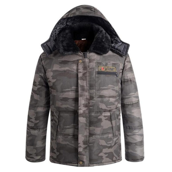 Winter Thickened Fleece Lined Camouflage Cotton Padded Jacket For Men - Image 39