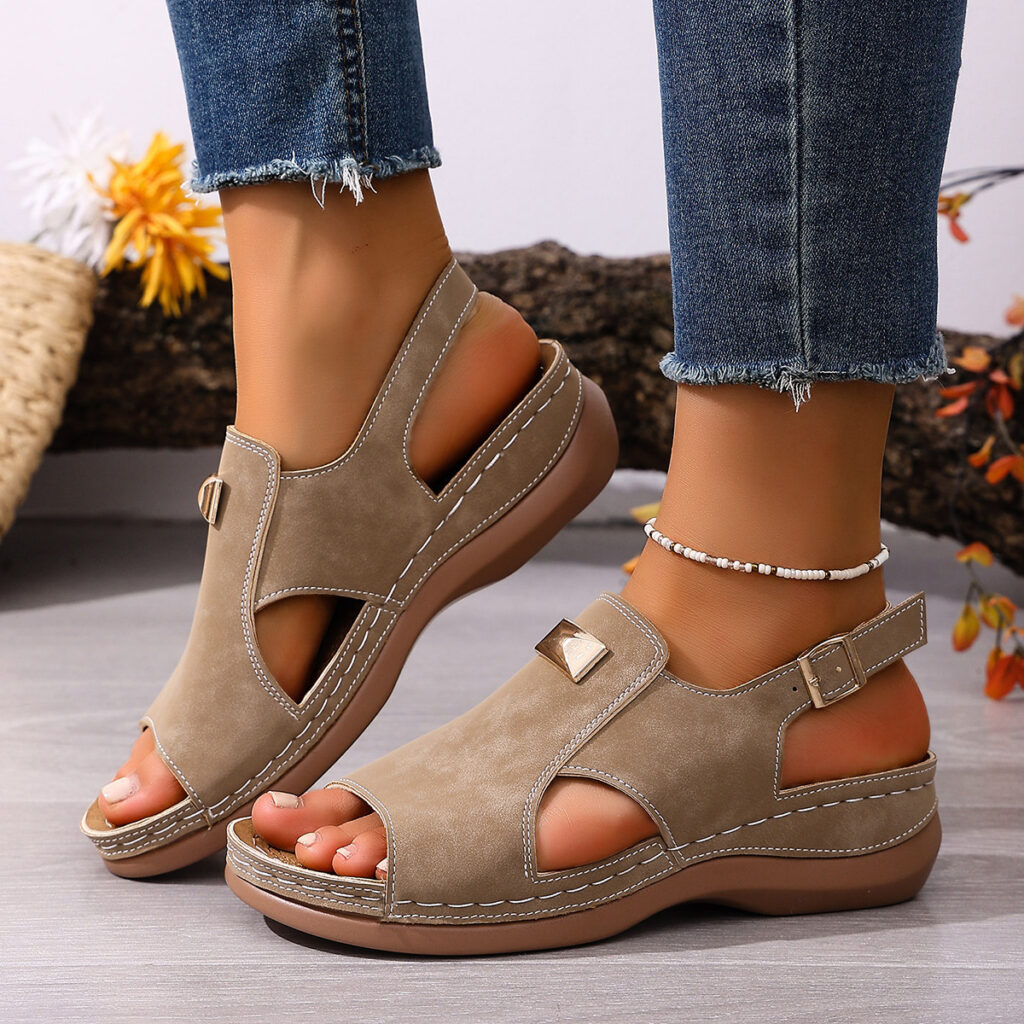 Women's Elastic Band Peep-Toe Fashionable Plus-Size Sandals