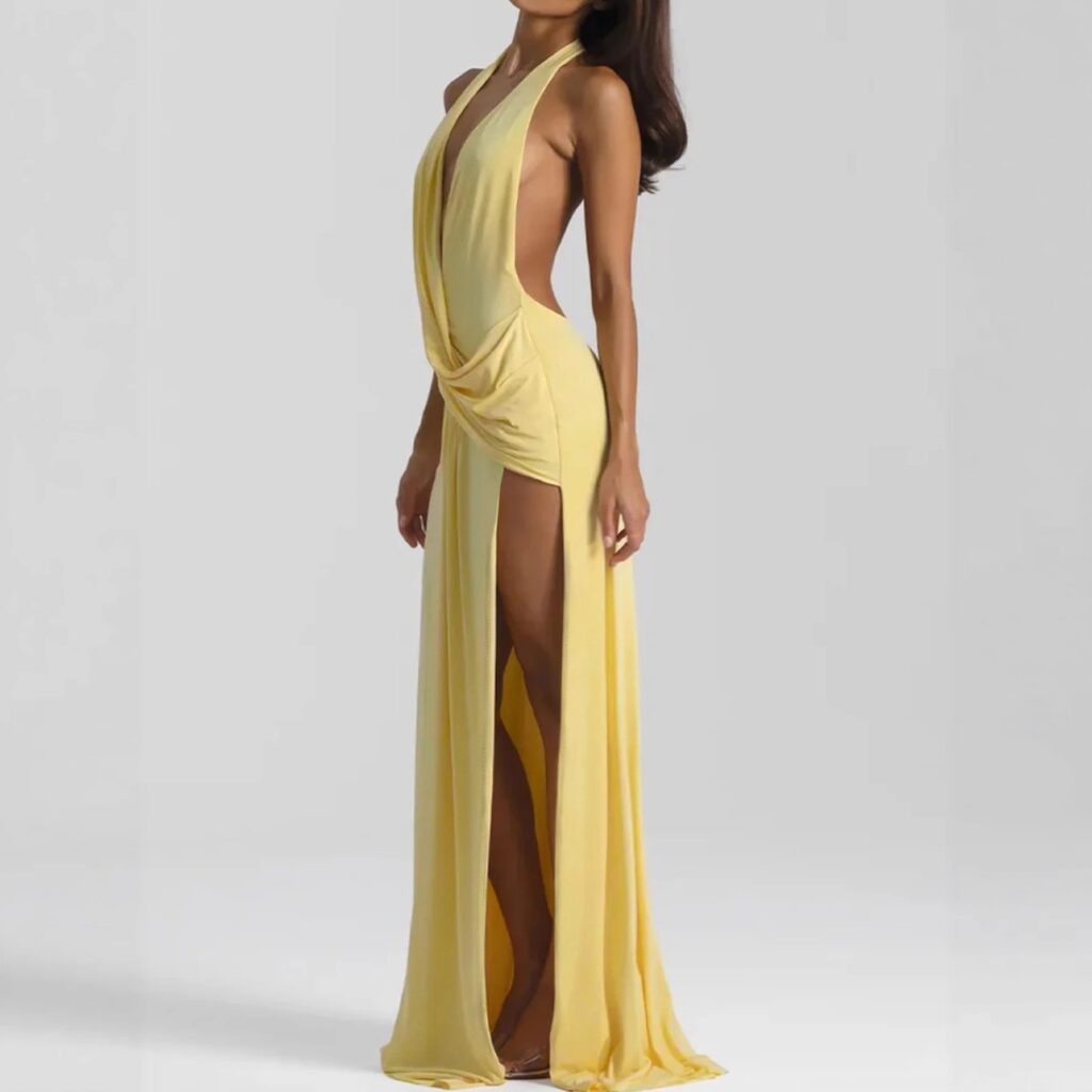 Feminine Solid Color Minimalism And Elegant Ribbon-Trimmed Dress