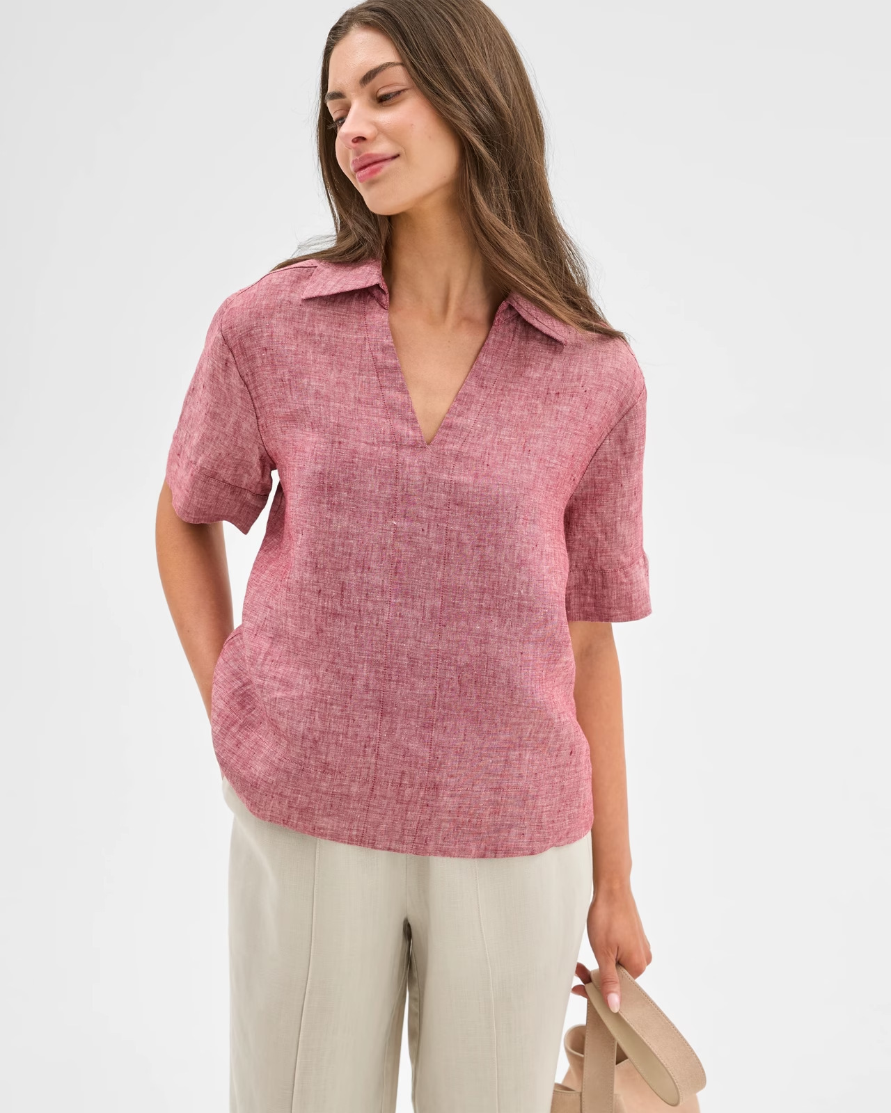Summer Thin Figure-flattering Casual Faux Linen Top - Image 4