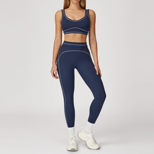 Contrast-color Brushed Yoga Set With Dual Shoulder Straps - Image 7