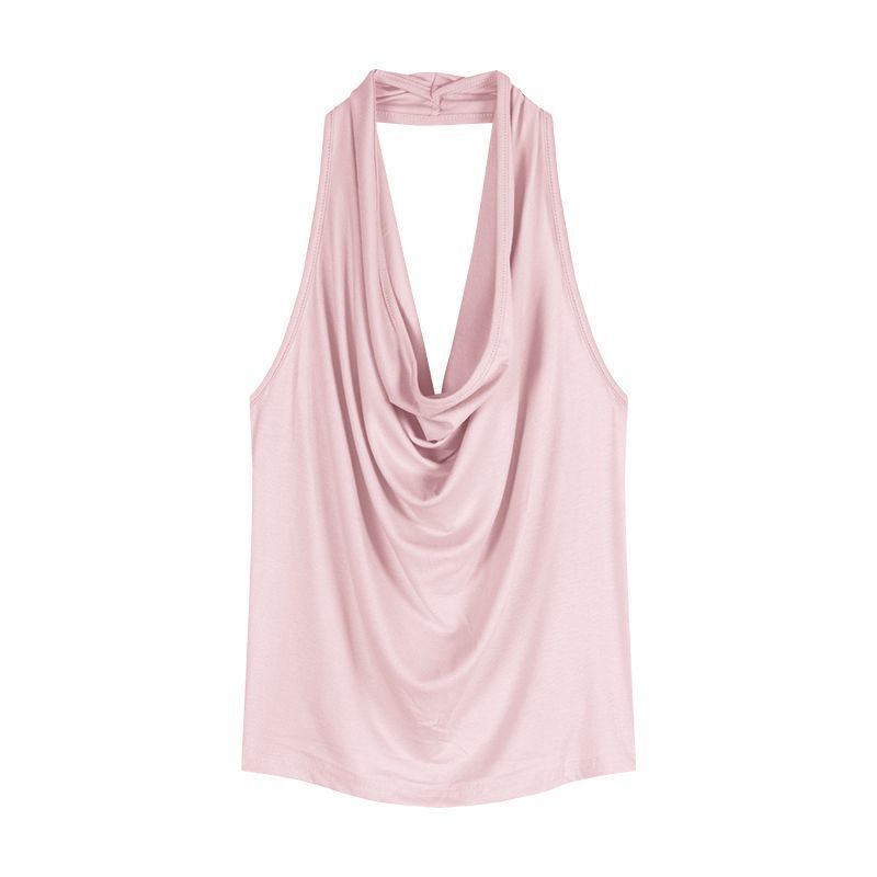 Red Backless Slash-Neck Sleeveless Tank Top Women