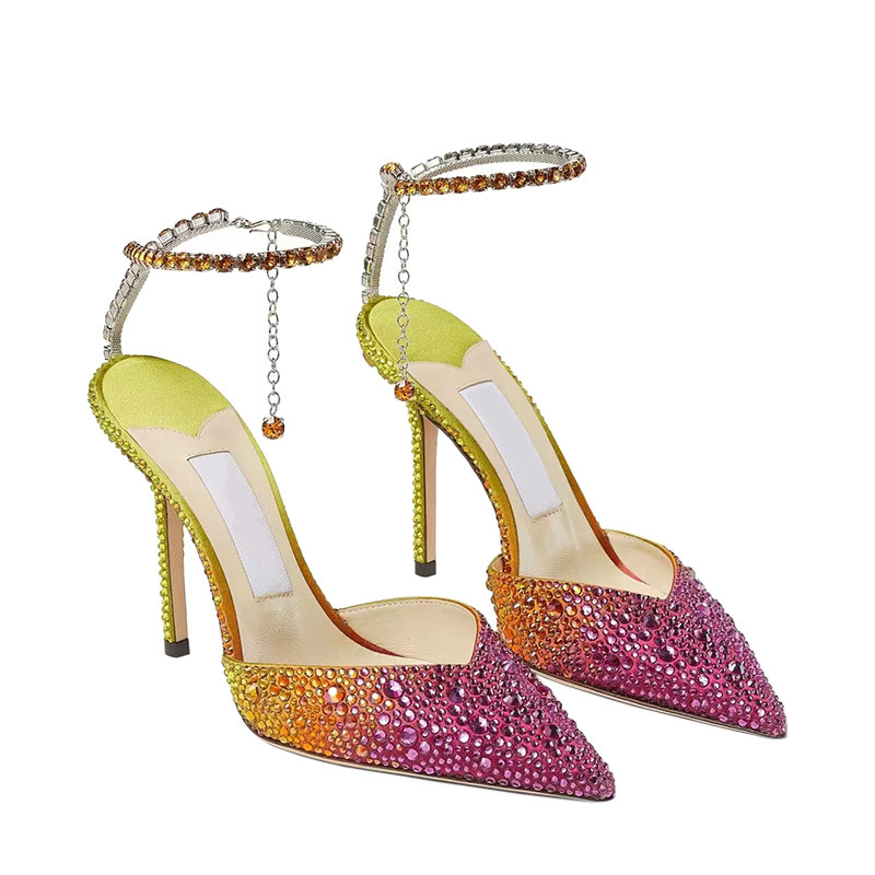 Gradient Color Full-Blown Crystal Fairy High Heels