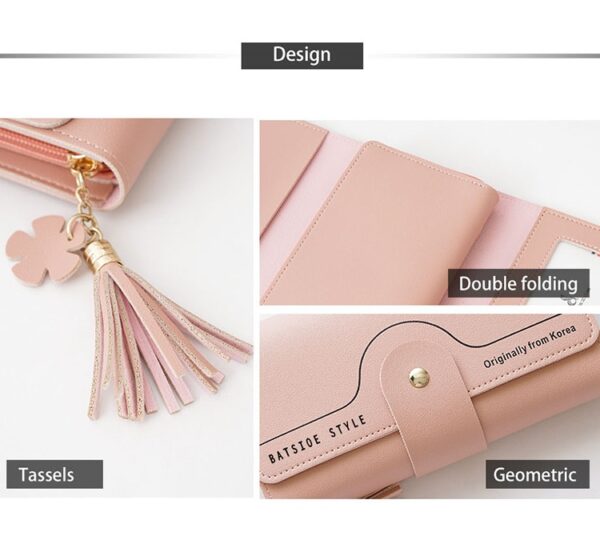 Geometric Letter Buckle Clutch Bag With Tassel And Petal Design For Young Women - Image 17