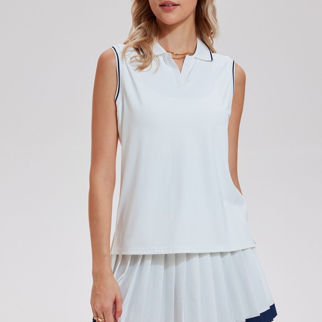 Cross-border New Womens Tennis Outfit T-shirt With A Turn-down Collar And No Sleeves