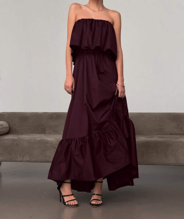 Fashionable Ruffled Strapless Dress