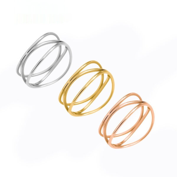 Creative Three-Row Line Titanium Steel Ring For Women - Image 8