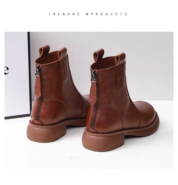 Women's Flat-Heeled Fleece-Lined Ankle Boots With Zippers - Image 8
