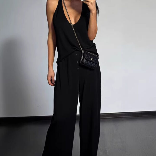 Womens Casual Sleeveless Top And Straight-Leg Pants Set - Image 10