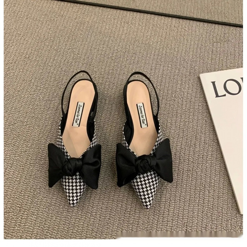 French-style Pointed-toe Bow-embellished Closed-toe Sandals For Women - Image 27