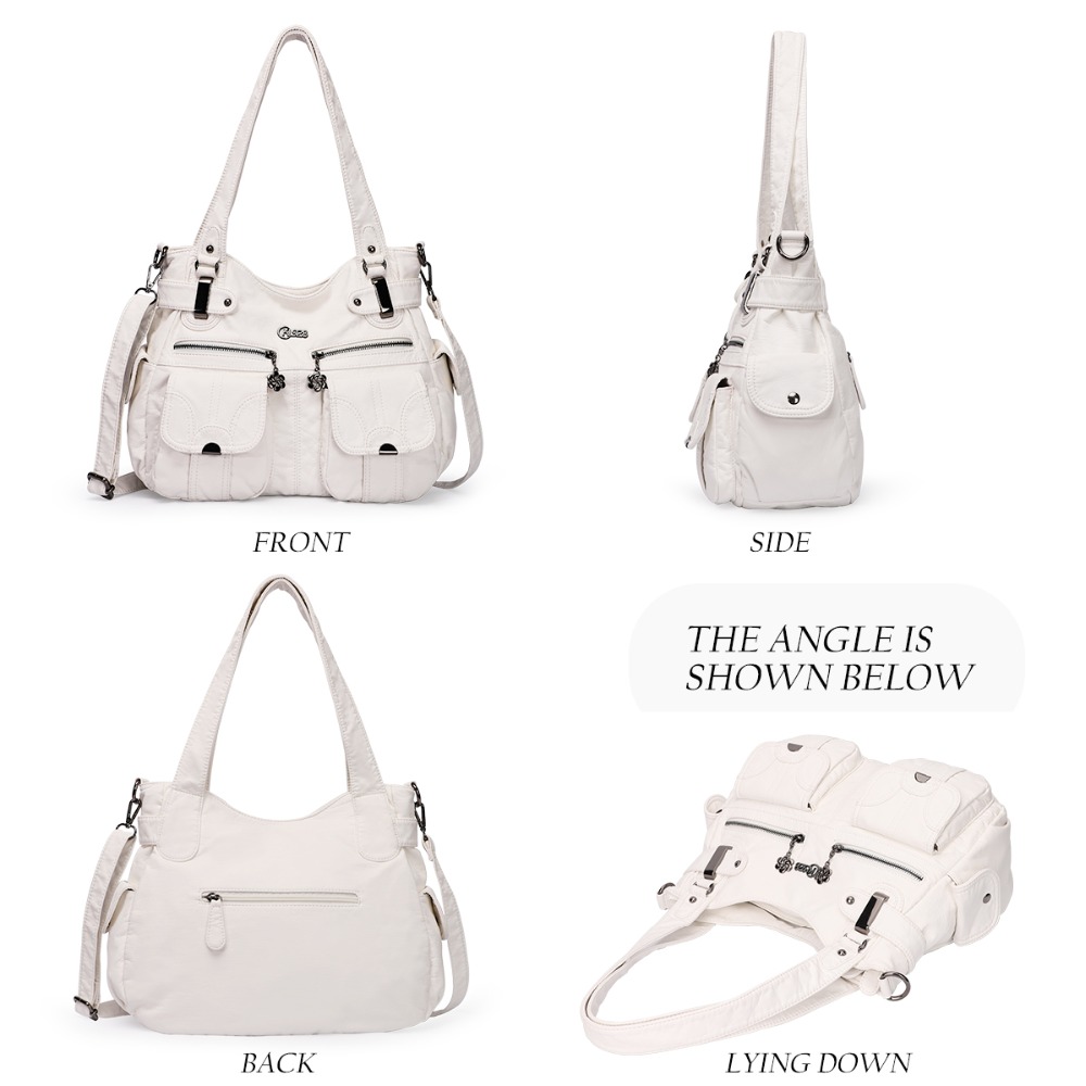 Fashion Ladies Soft Leather Portable Messenger Bag Crossbody Bags For Women Zipper Pocket Soft Casual Tote - Image 17