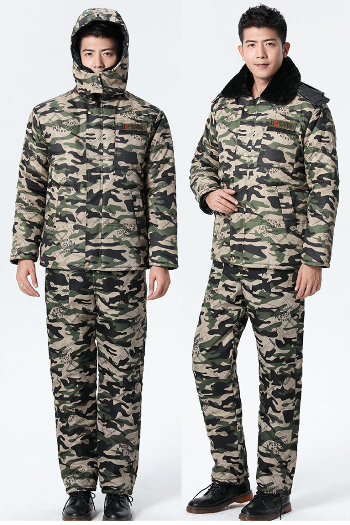 Winter Thickened Fleece Lined Camouflage Cotton Padded Jacket For Men