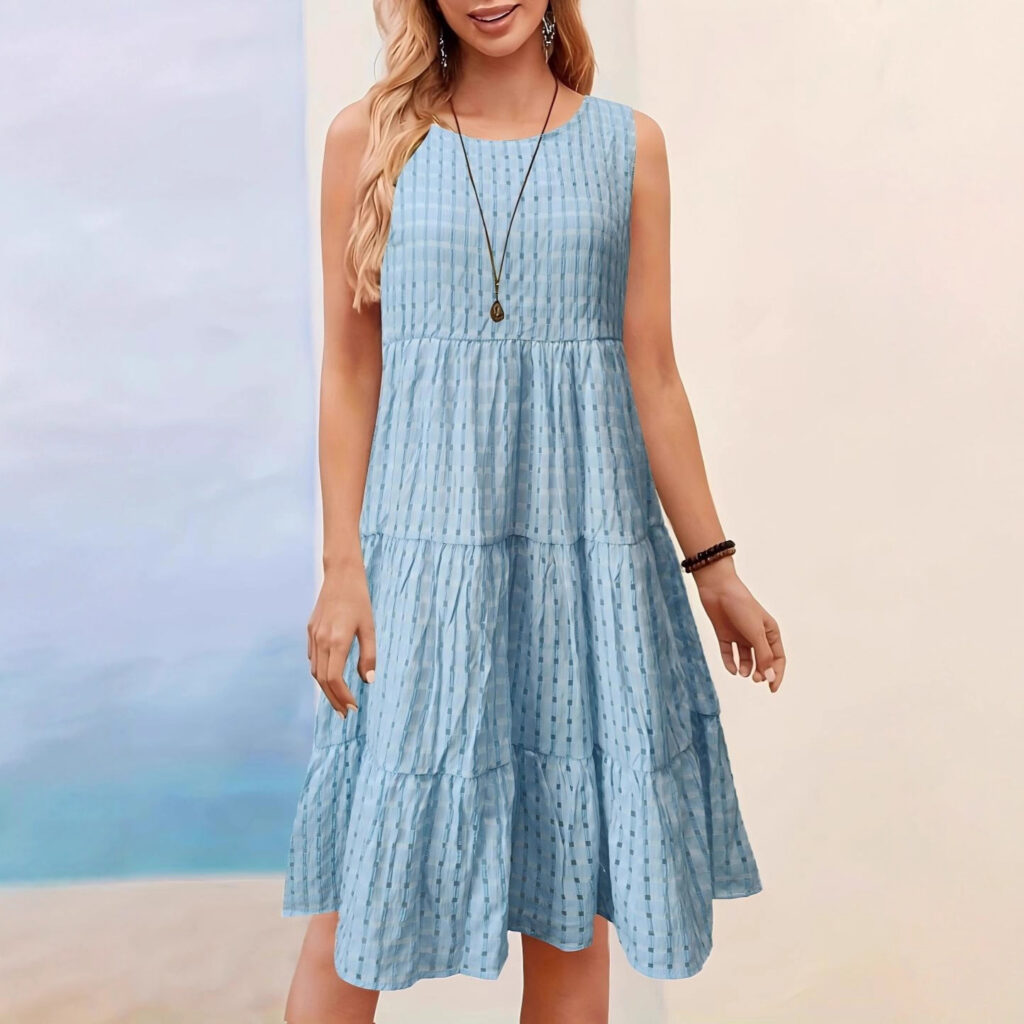 Women's Casual Solid-Colored Hollow-Out Vest Dress For Lunch Break