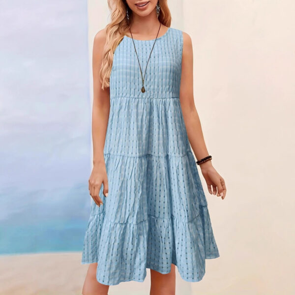 Women's Casual Solid-Colored Hollow-Out Vest Dress For Lunch Break - Image 6