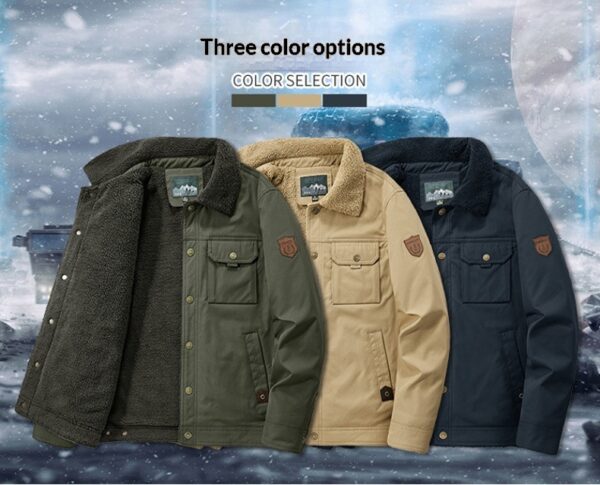 Washed Jacket For Men Fleece-lined And Thickened Lambswool Casual Style - Image 21