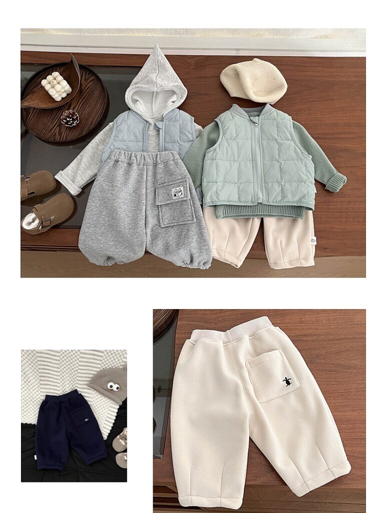 Fleece-lined Embroidered Thickened Casual Warm Pants