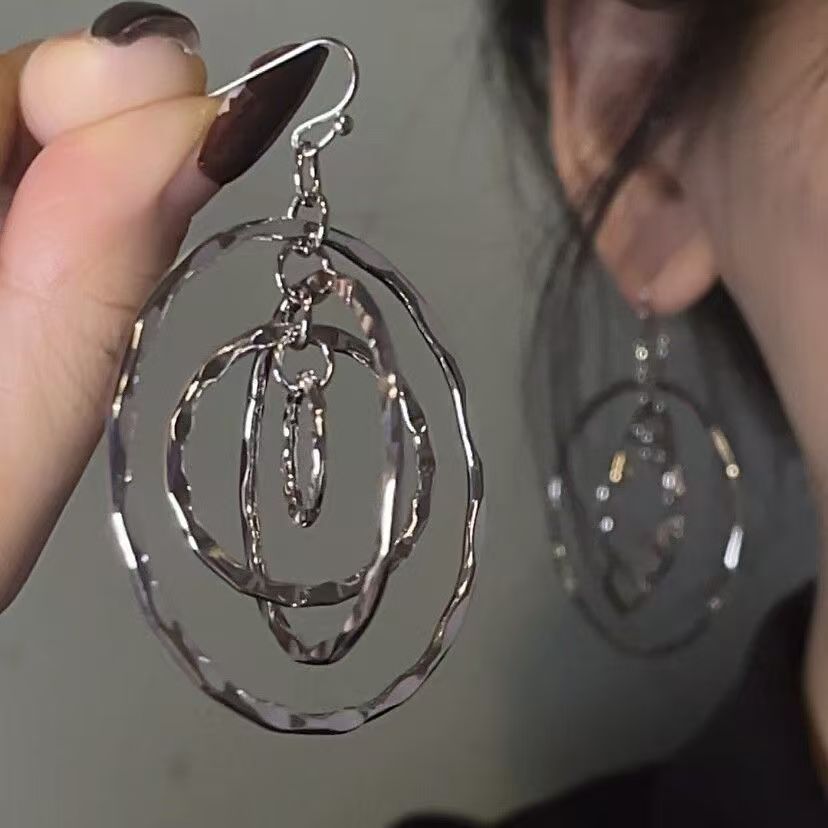 1 Pair Layered Hammered Dangle Earrings For Women, Bohemian Boho Vintage Style, Durable Drop Earrings With Exquisite Details, Elegant For Daily & Formal Occasions, All Year Wear, Perfect Gift Vacation - Image 4