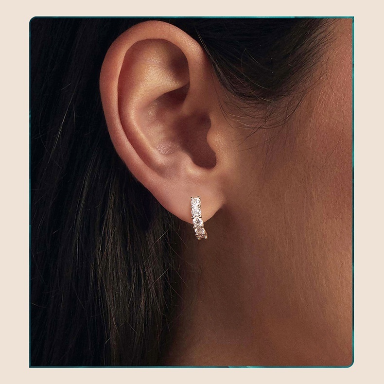 Silver Ziyun New Shining Single Row Light Luxury Moissanite Ear Clip Women - Image 2