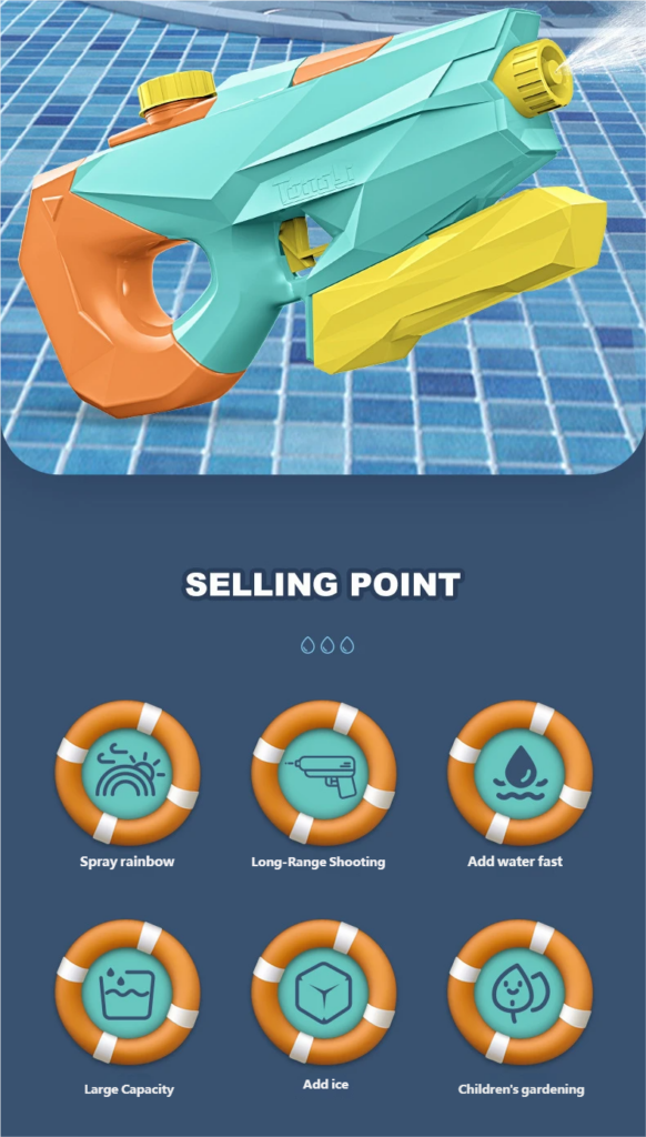 Children's Water Gun - High-Pressure Pull-Back Water Pistol
