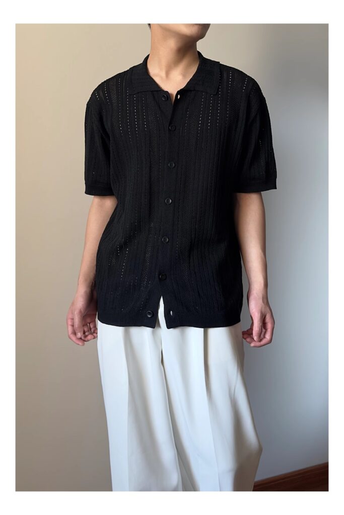 Hollow-out Vintage Lapel Knit Sweater For Men