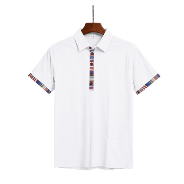 Men's Casual Lapel Contrast-color Polo Shirt Short-sleeve Polo Tee - Image 26