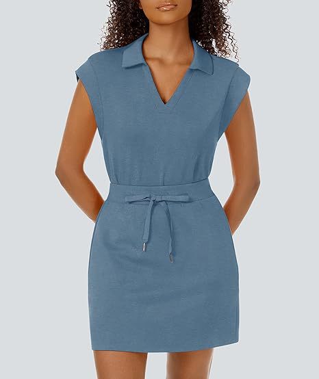 Casual Covered-Sleeve Lapel Shirt And Summer Sports Skirt Set - Image 39