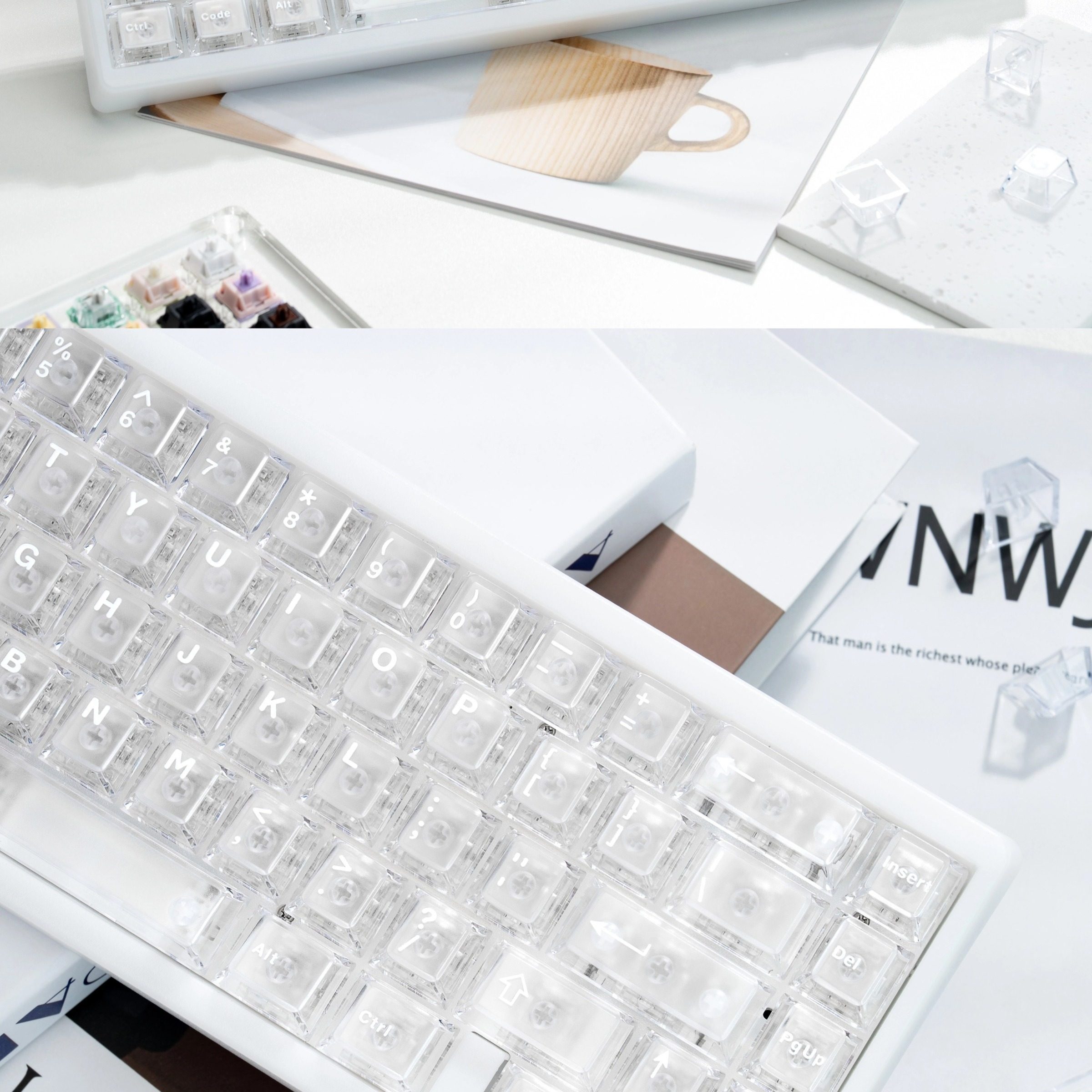 PC Frosted Translucent White Keycap With Light-transmitting Mechanical Magnetic Compatibility - Image 2