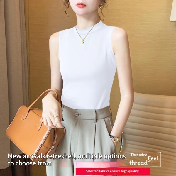 Sleeveless Strap Stand-up Collar Vest Women - Image 4