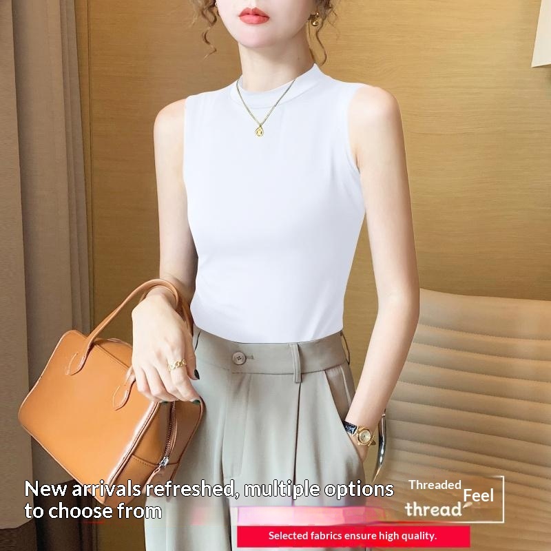 Sleeveless Strap Stand-up Collar Vest Women - Image 4