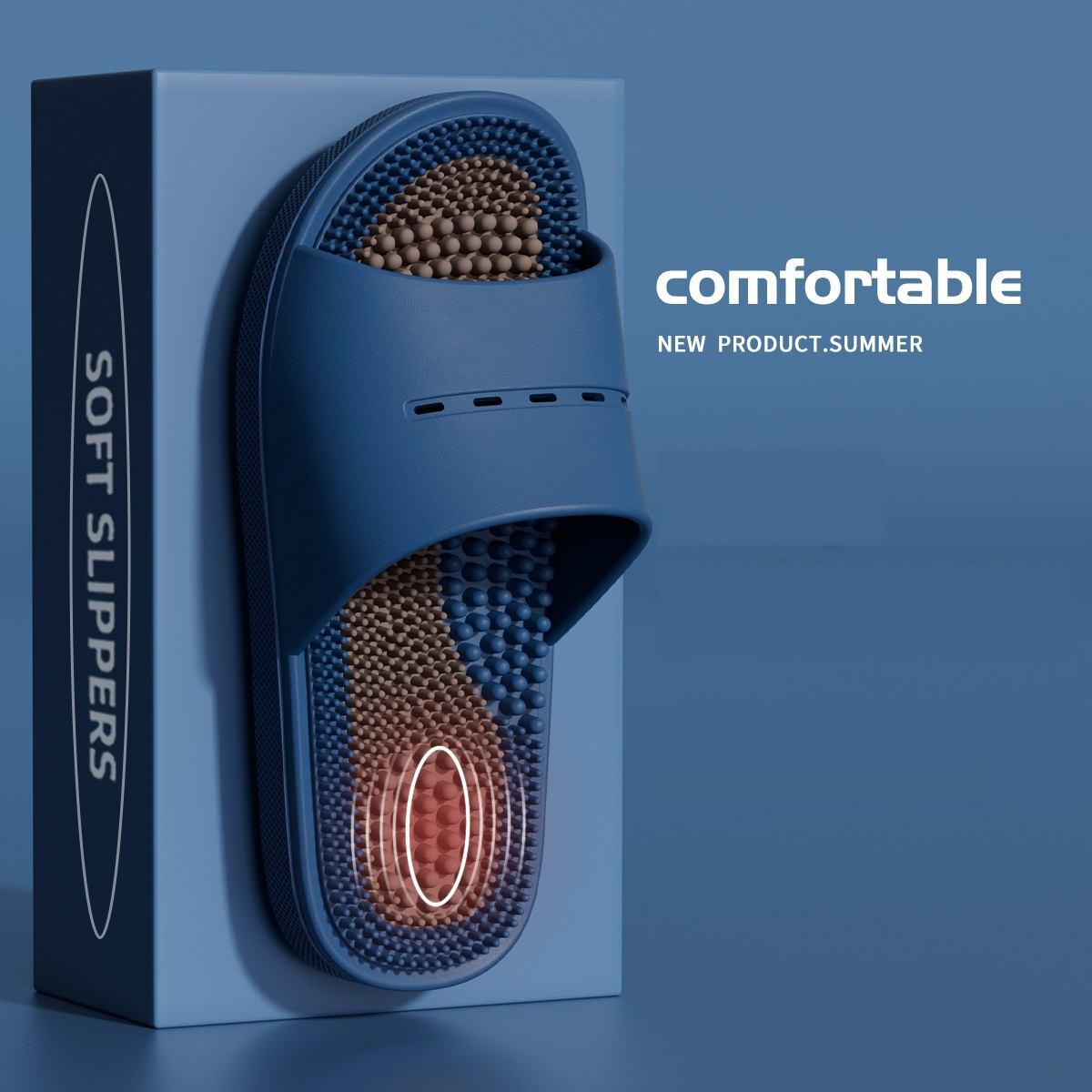 Massage Slippers For Men Summer Indoor Home And Bathroom Use Foot Acupressure Slippers With Non-slip Soles For Men - Image 3