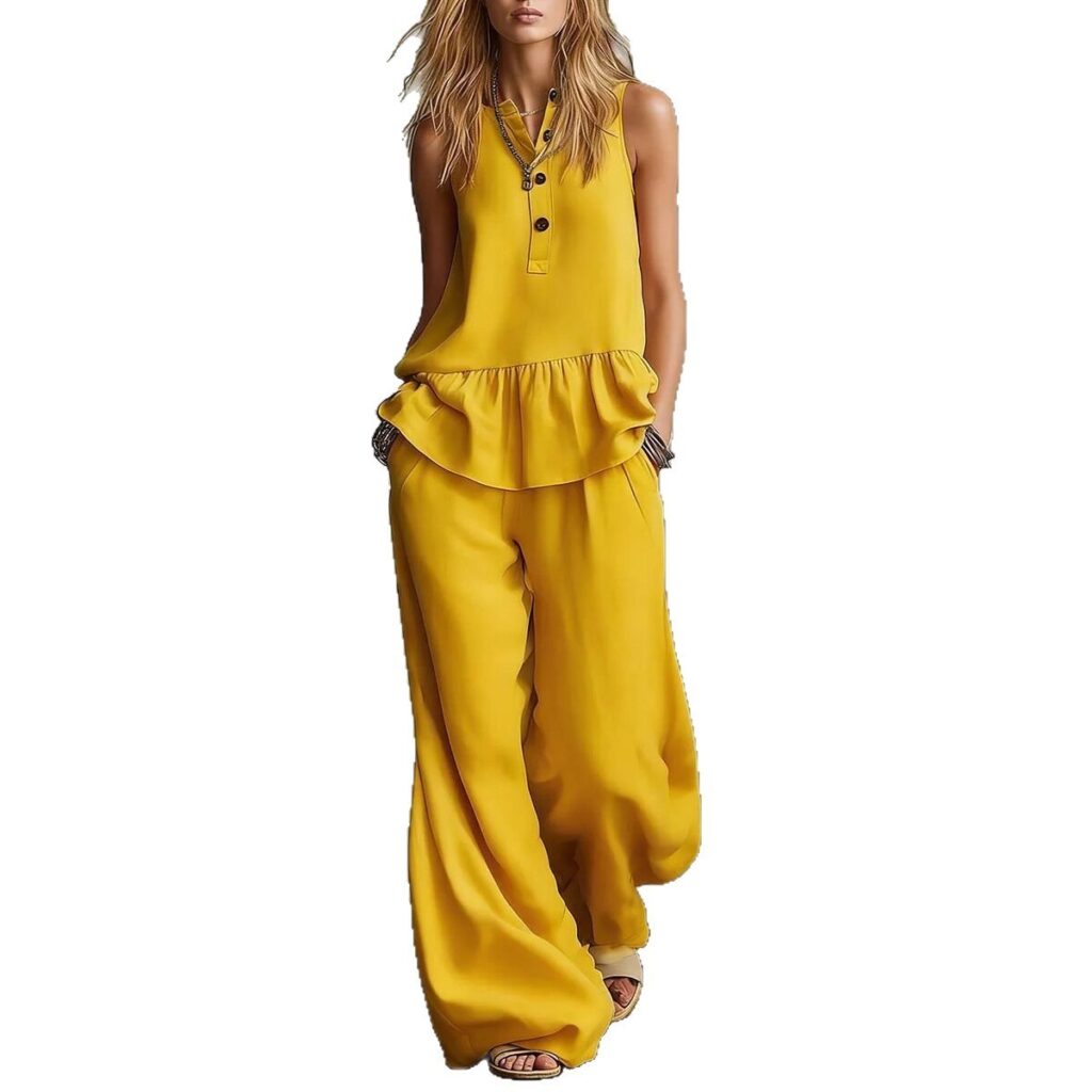Loose-fitting Top And High-waisted Wide-leg Pants 2-piece Set