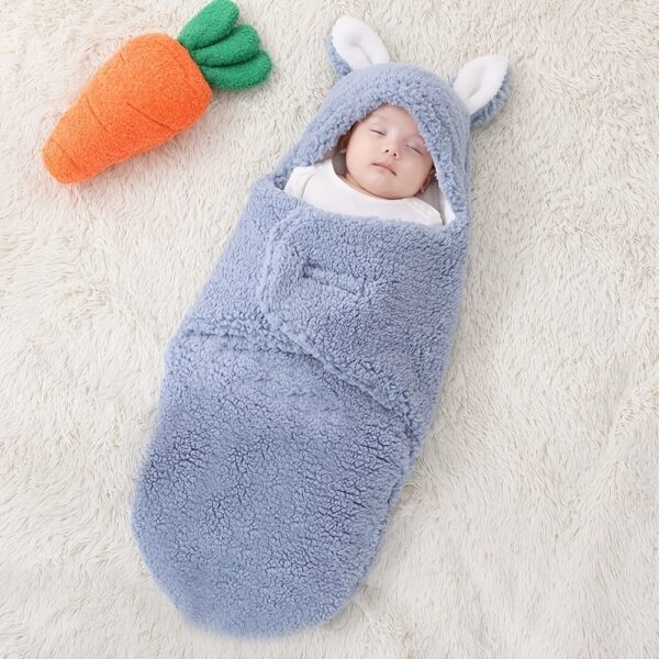 Super Soft Baby Sleeping Bag Fluffy Fleece Newborn Blanket Swaddle Blankets, Unisex Baby Wrap For Newborn Baby Boys Girls With Head-Protecting & Head-Supporting Function, Wearable Swaddle Sleep Sack - Image 7
