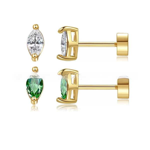 Two-claw Zircon Stud Earrings, Unique Niche Design With Zircon Inlay - Image 4