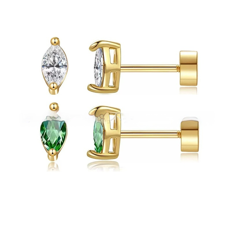 Two-claw Zircon Stud Earrings, Unique Niche Design With Zircon Inlay - Image 4