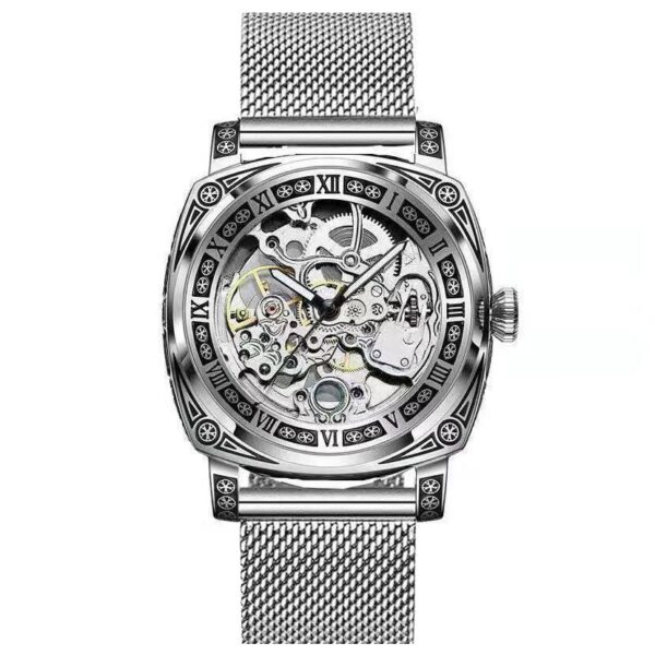 Carved Vintage Fashion Hollow Mechanical Automatic Mens Watch - Image 8
