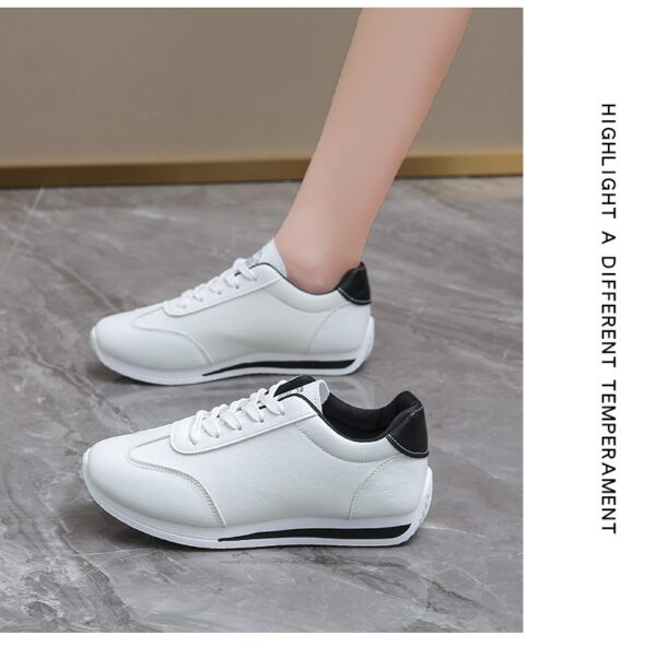 Plus-size Women's Leather Lace-up Casual Sneakers - Image 18